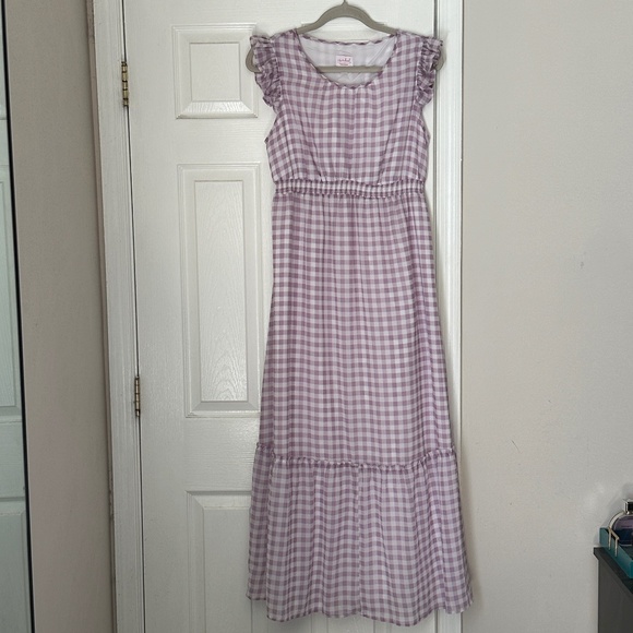 Isabel Maternity by Ingrid & Isabel Dresses & Skirts - Ingrid & Isabel Maternity Purple White Gingham Dress Size Medium Checkered Maxi
